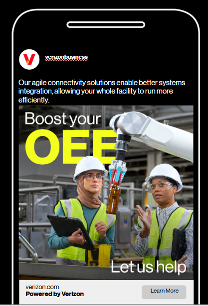 Verizon Business paid social ad: Boost your OEE